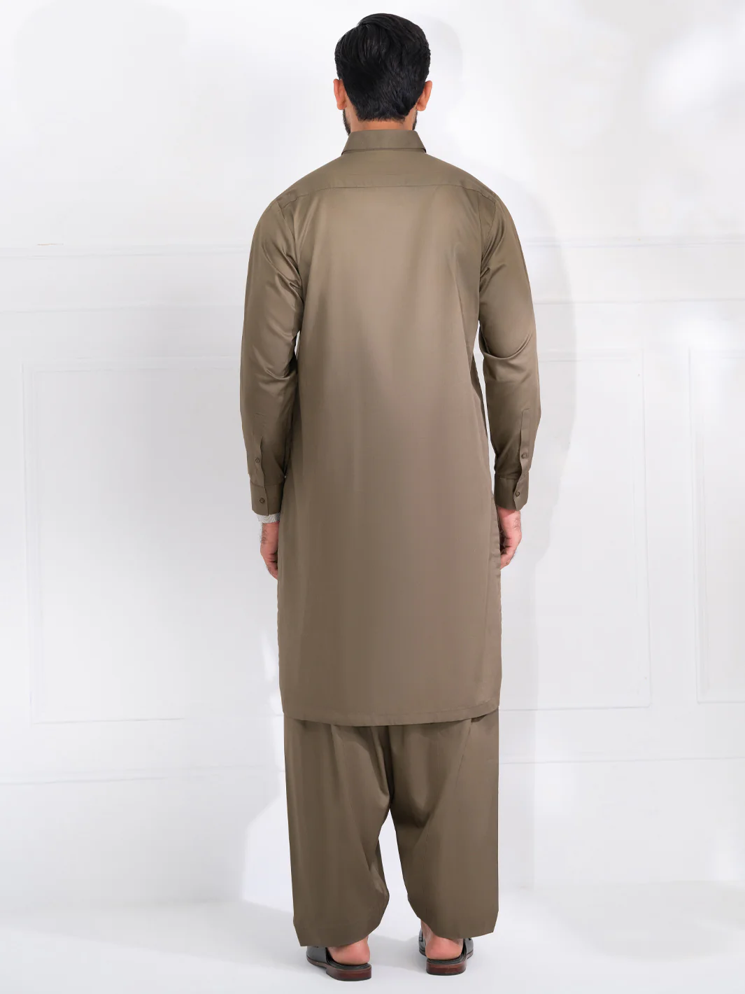 Olive Green Cotton Kameez Shalwar - ALWA-KS-537 - Image 4