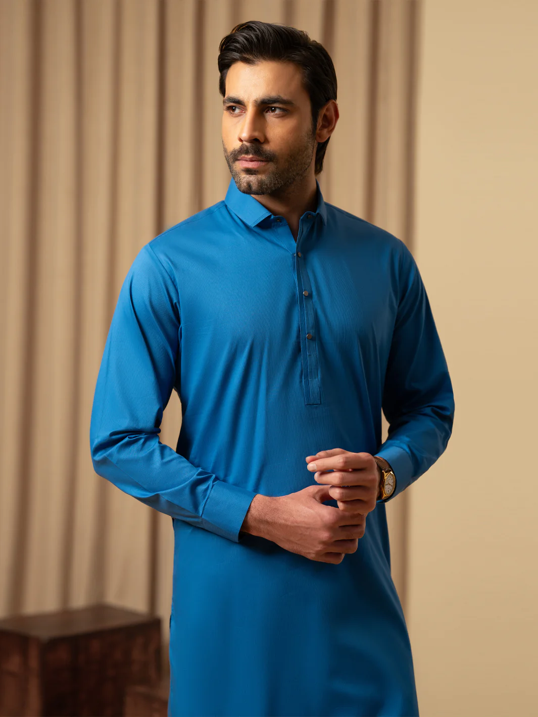 Blue Cotton Kameez Shalwar - ALWA-KS-544 - Image 2