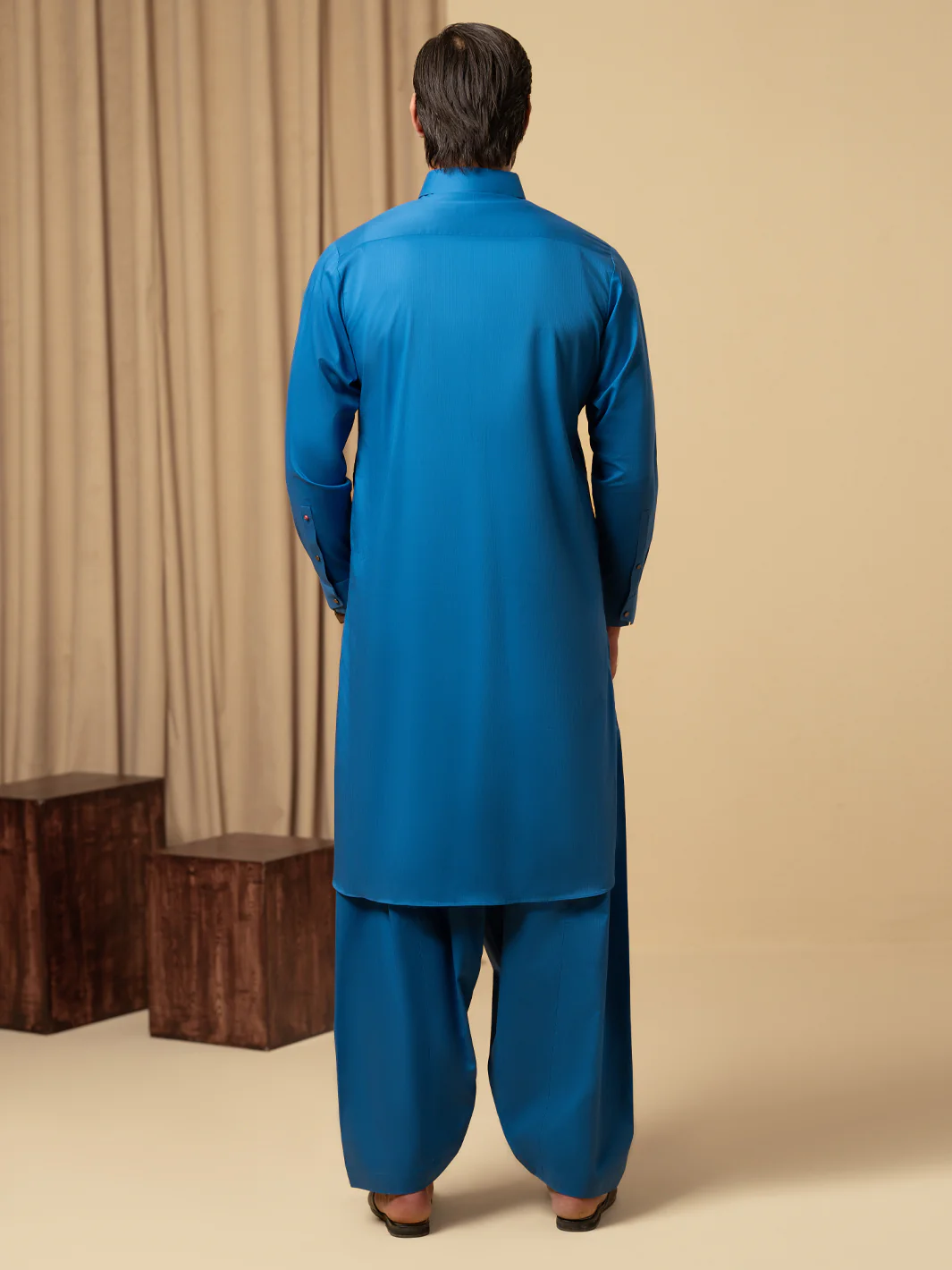 Blue Cotton Kameez Shalwar - ALWA-KS-544 - Image 3