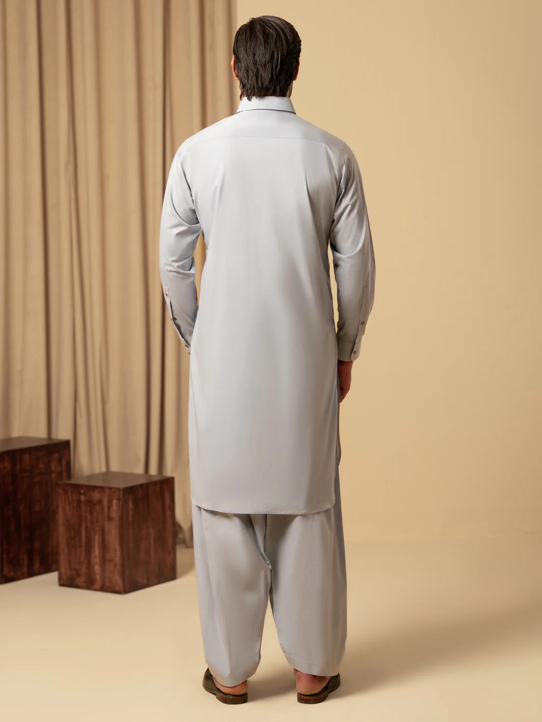 Light Blue Cotton Kameez Shalwar - ALWA-KS-545 - Image 3
