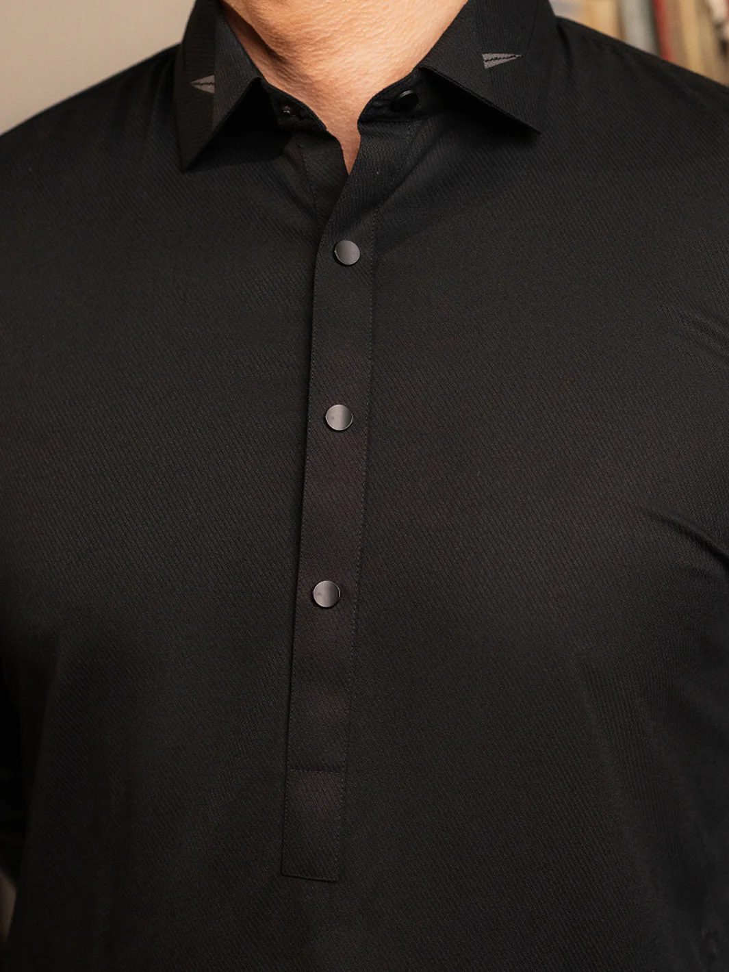 Black Blended Kameez Shalwar - ALWA-KS-549 - Image 4