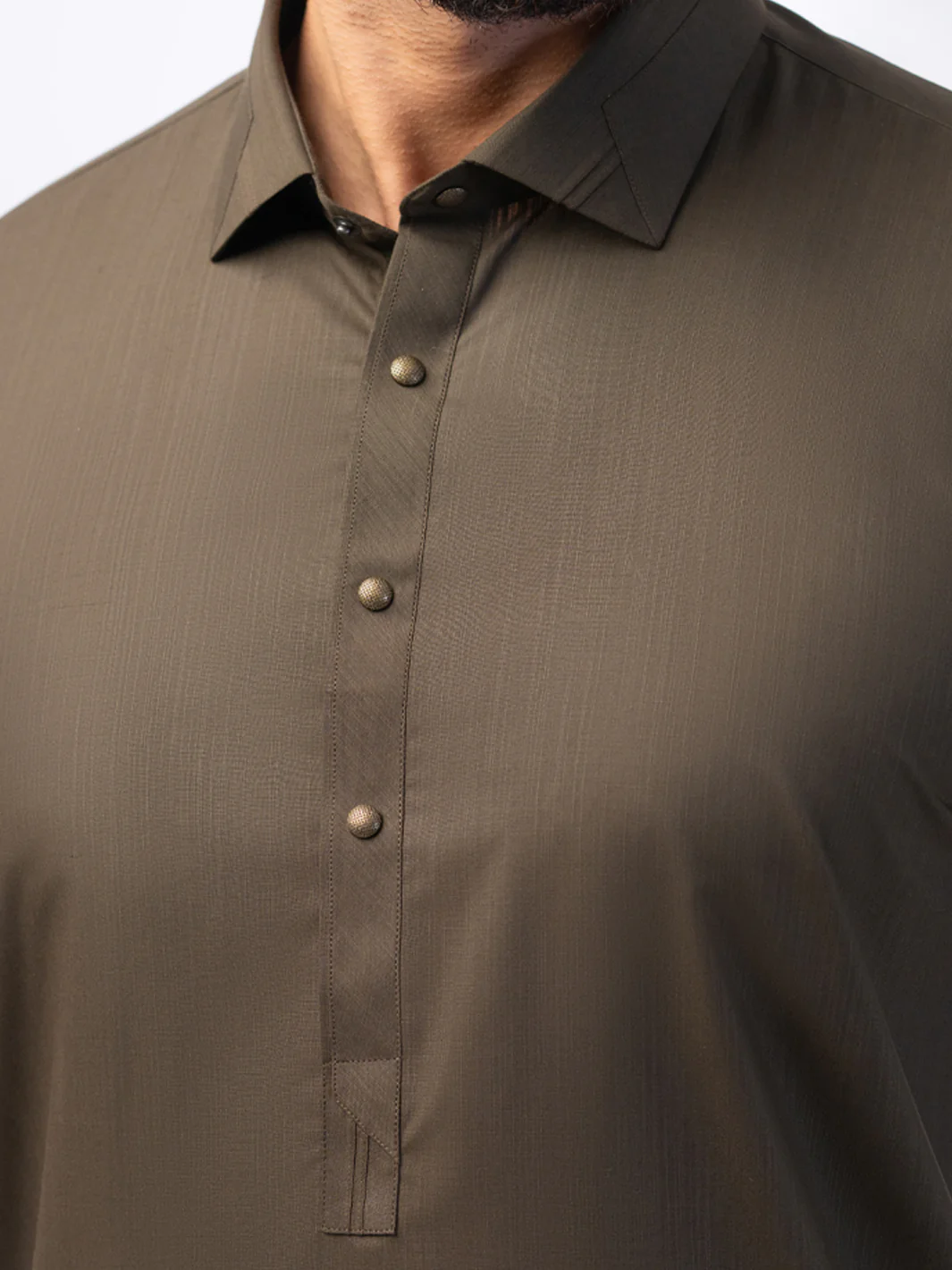 Olive Green Blended Kameez Shalwar - ALWA-KS-556 - Image 3