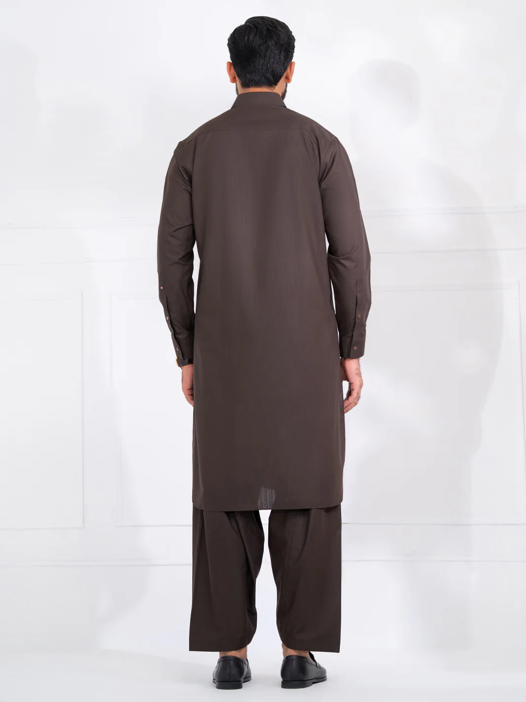 Dark Brown Blended Kameez Shalwar - ALWA-KS-558 - Image 4