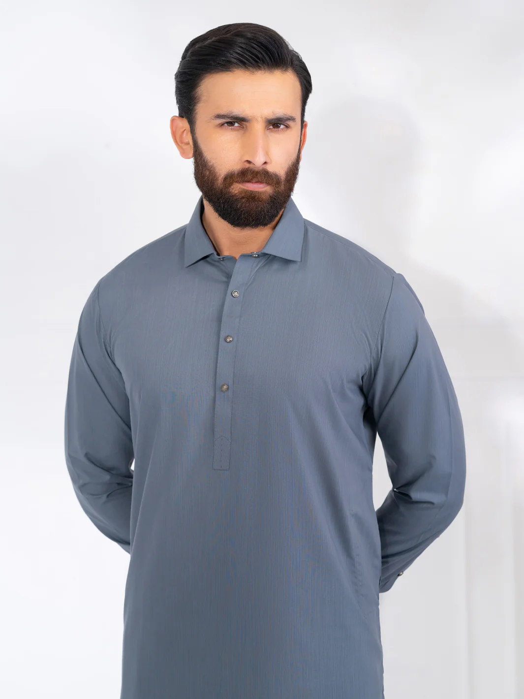 Grey Blended Kameez Shalwar - ALWA-KS-560 - Image 2