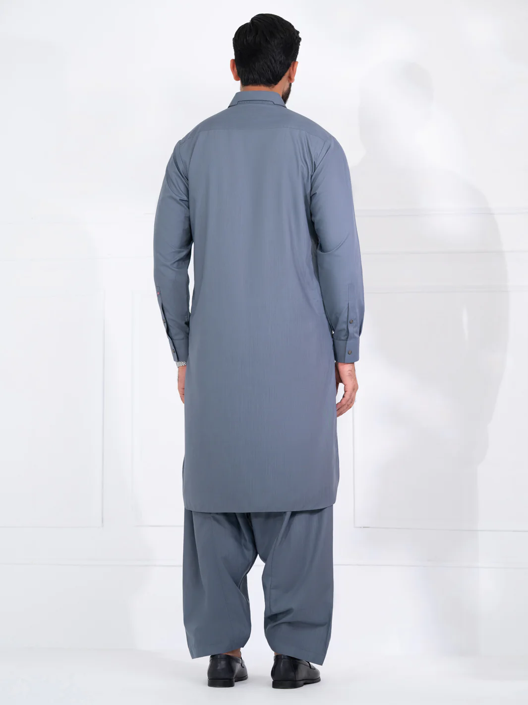 Grey Blended Kameez Shalwar - ALWA-KS-560 - Image 4