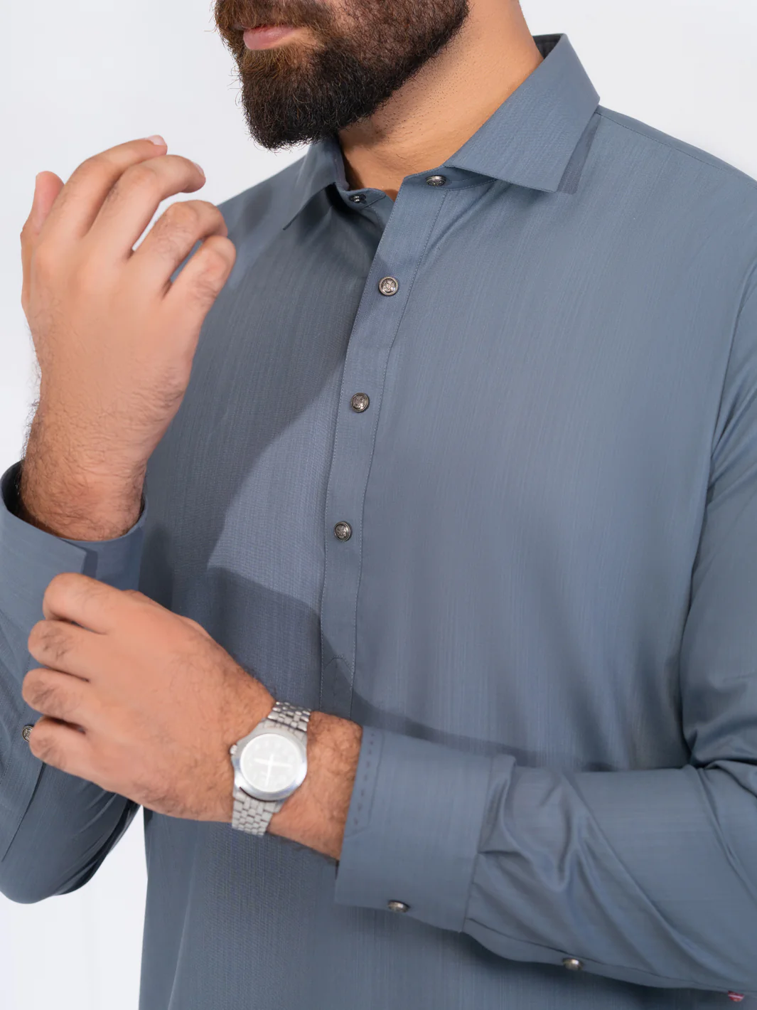 Grey Blended Kameez Shalwar - ALWA-KS-560 - Image 5