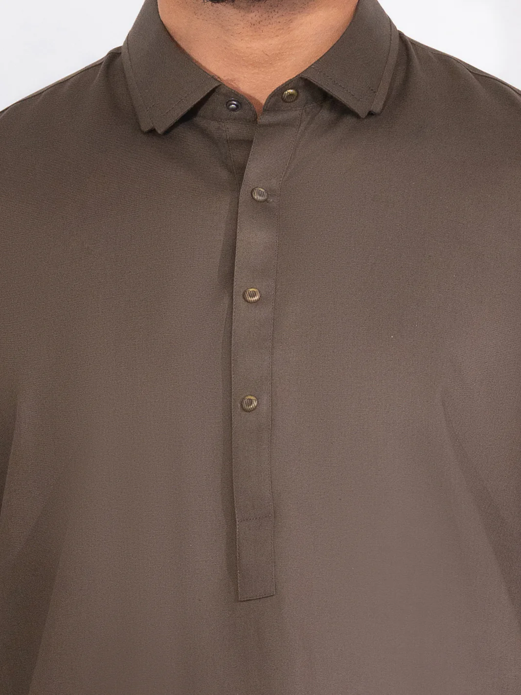 Olive Green Blended Kameez Shalwar - ALWA-KS-564 - Image 3