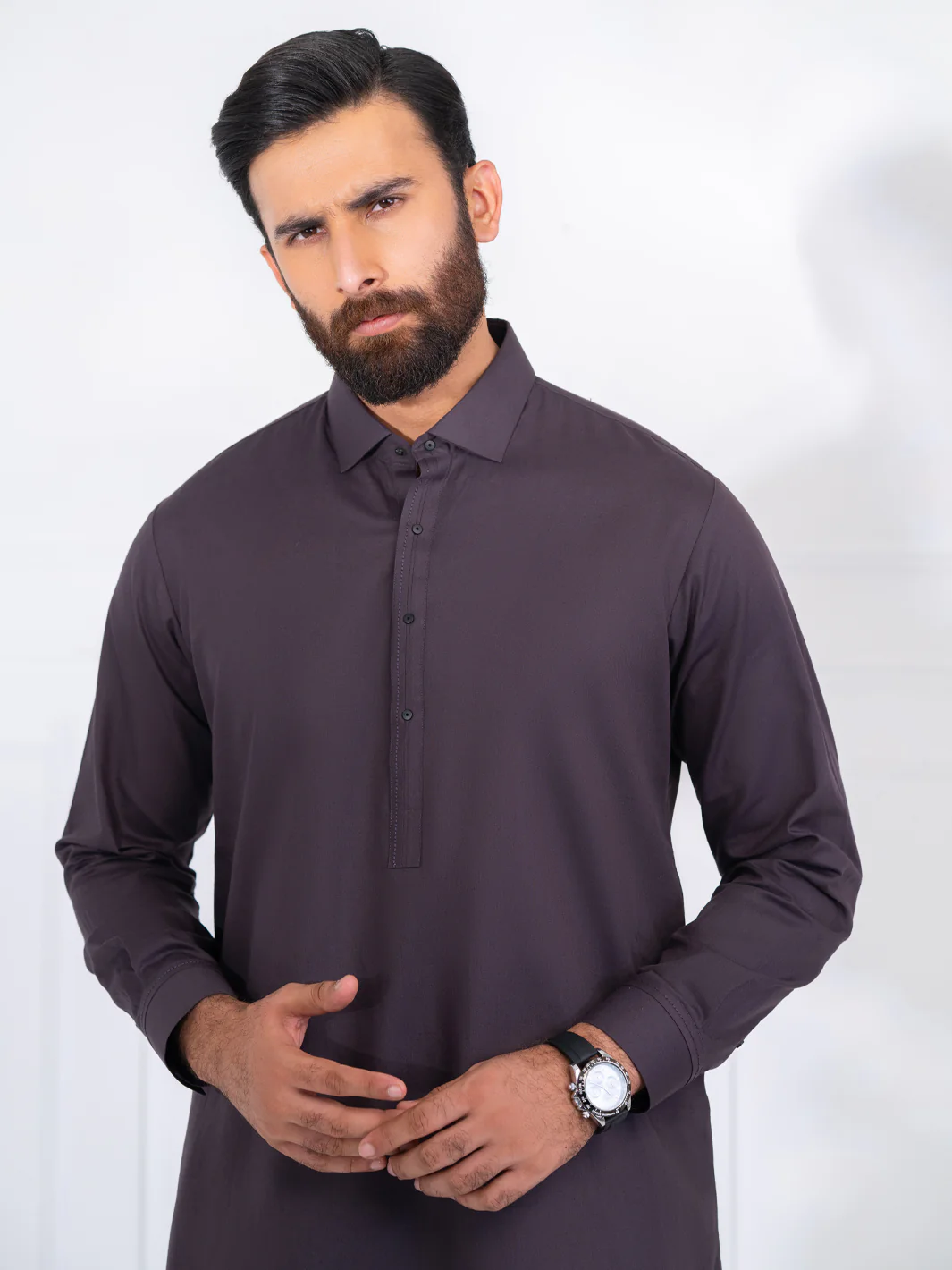Dark Purple Blended Kameez Shalwar - ALWA-KS-567 - Image 2