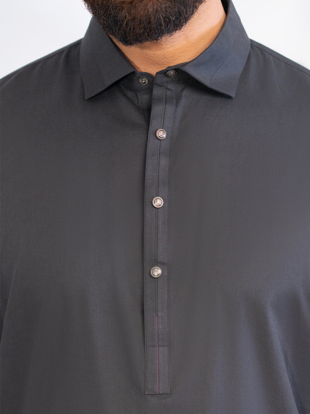 Charcoal Grey Blended Kameez Shalwar - ALWA-KS-568 - Image 3