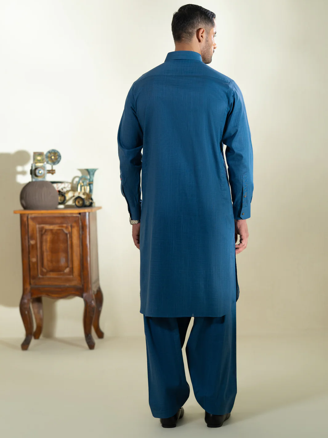 Blue Cotton Kameez Shalwar - ALWA-KS-572 - Image 3