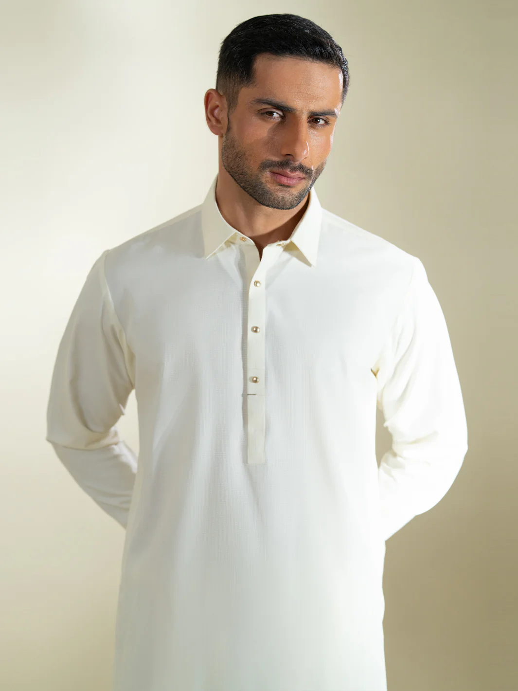 Cream Kameez Shalwar - ALWA-KS-580 - Image 2