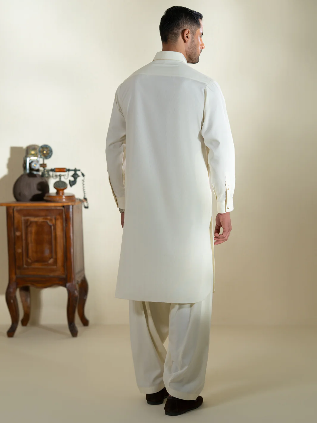 Cream Kameez Shalwar - ALWA-KS-580 - Image 3