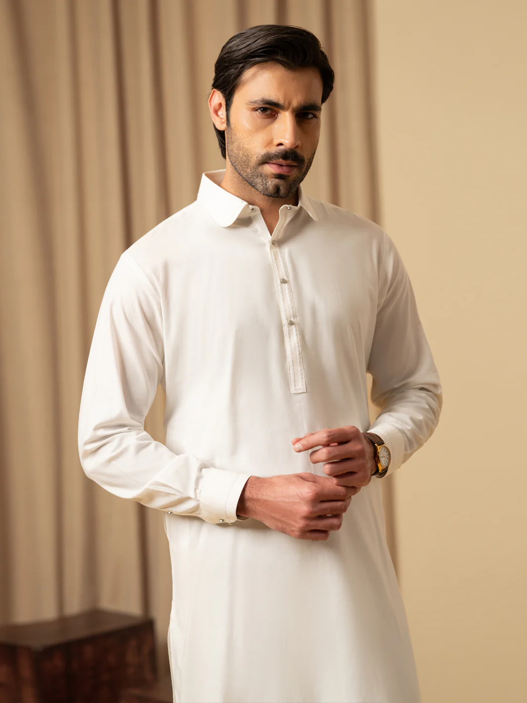 Off White Cotton Kameez Shalwar - ALWA-KS-581 - Image 2
