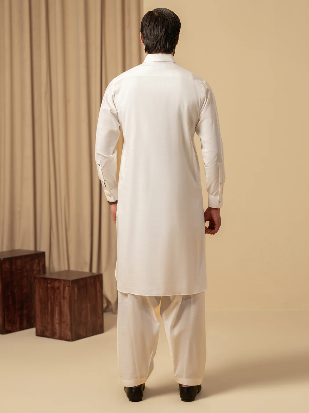 White Cotton Kameez Shalwar - ALWA-KS-584 - Image 4