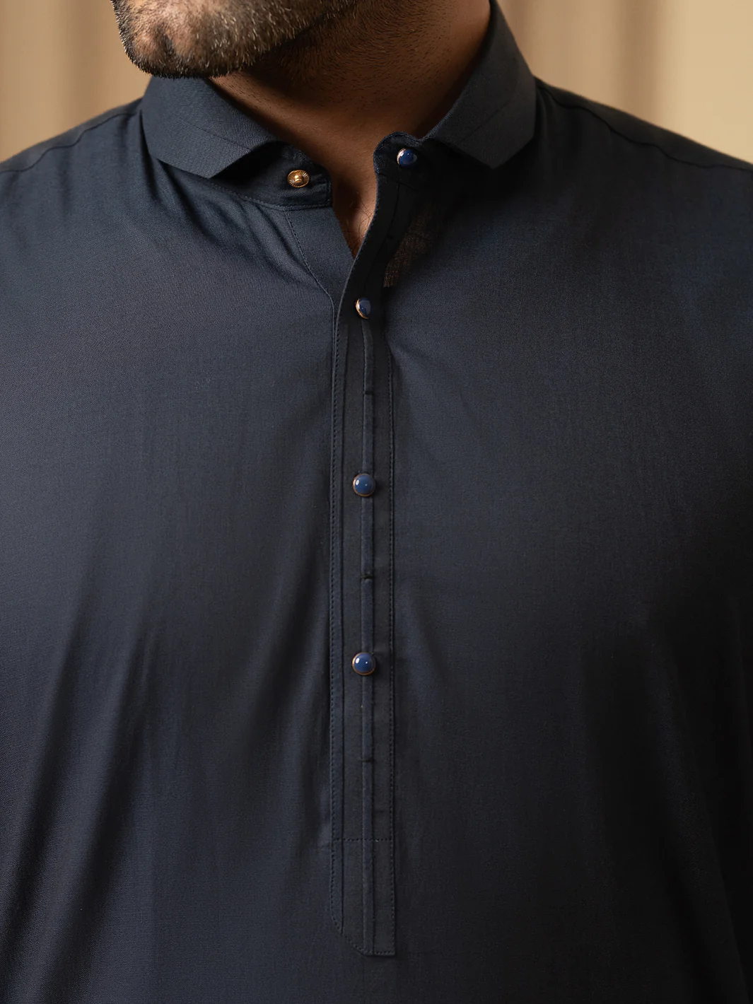 Midnight Blue Cotton Kameez Shalwar - ALWA-KS-586 - Image 4