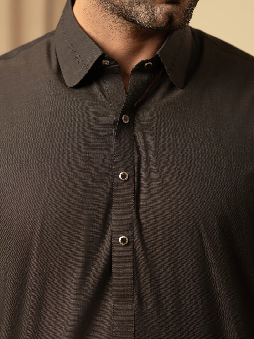 Dark Brown Cotton Kameez Shalwar - ALWA-KS-587 - Image 4