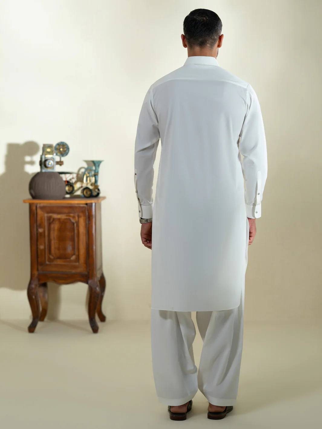 White Kameez Shalwar - ALWA-KS-592 - Image 3