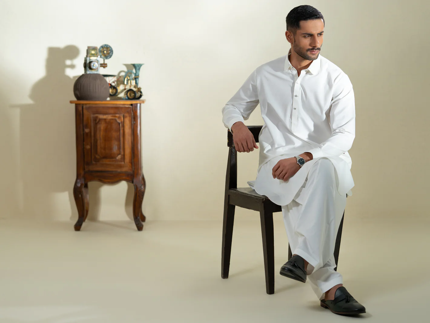 White Kameez Shalwar - ALWA-KS-592 - Image 5