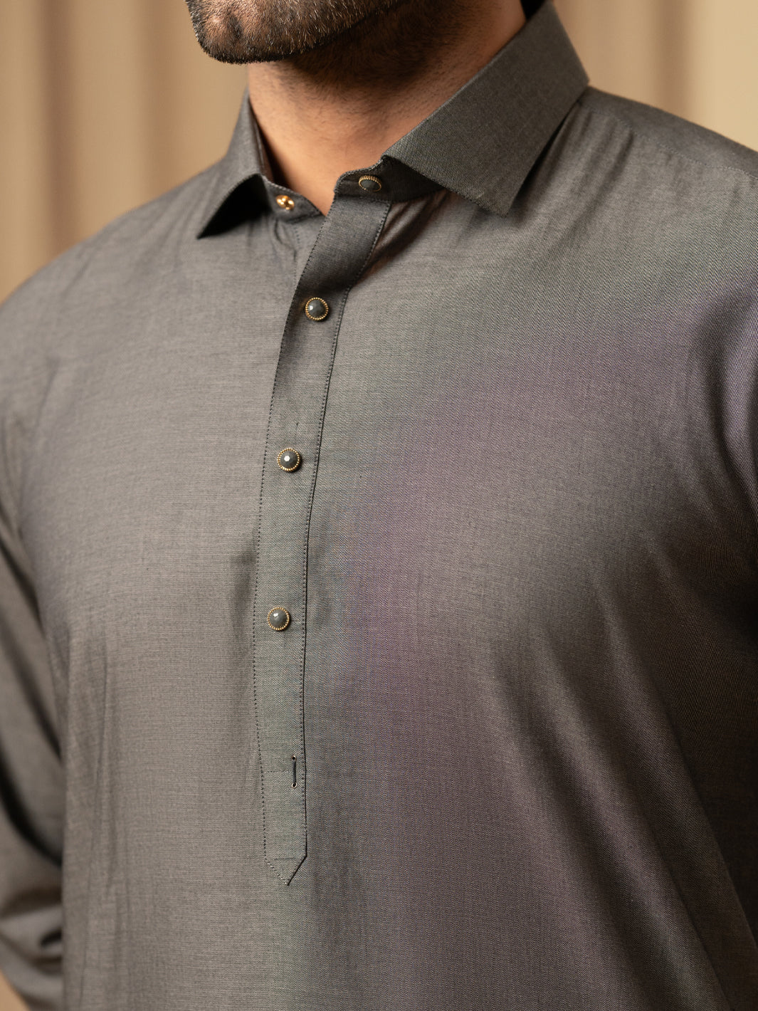 Grey Cotton Kameez Shalwar - ALWA-KS-597 - Image 4