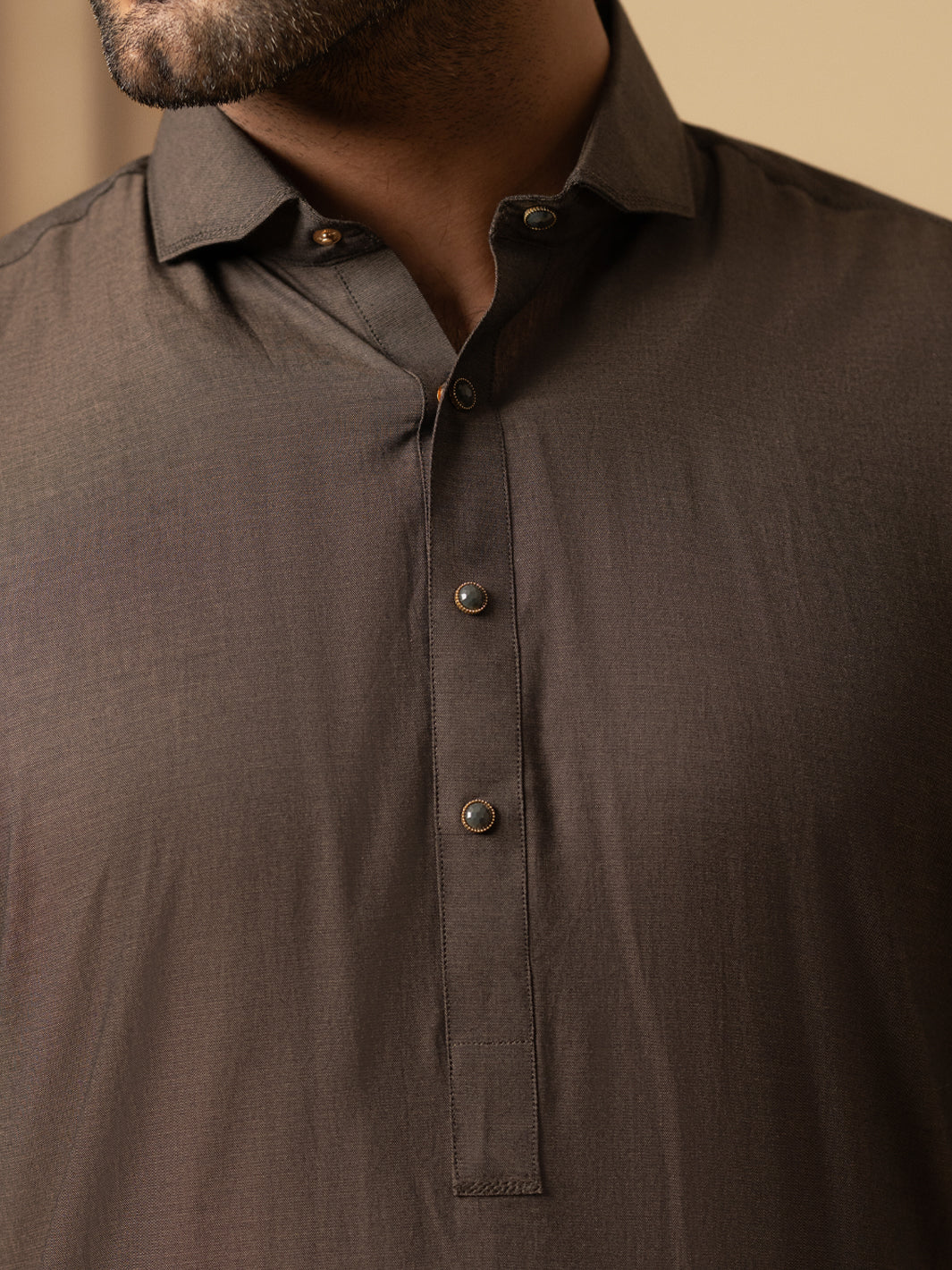 Brown Cotton Kameez Shalwar - ALWA-KS-599 - Image 3