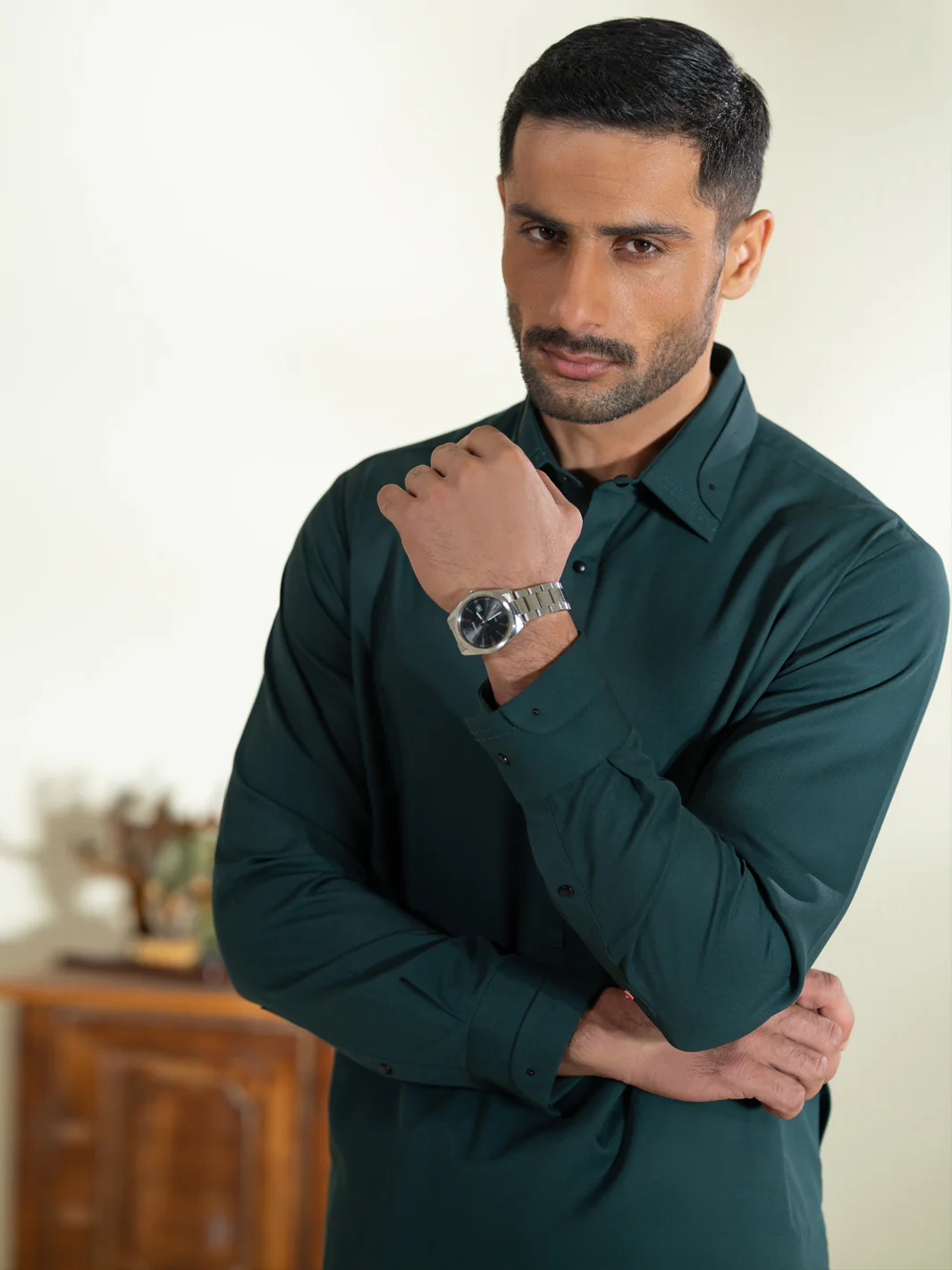 Dark Green Kameez Shalwar - ALWA-KS-602 - Image 2