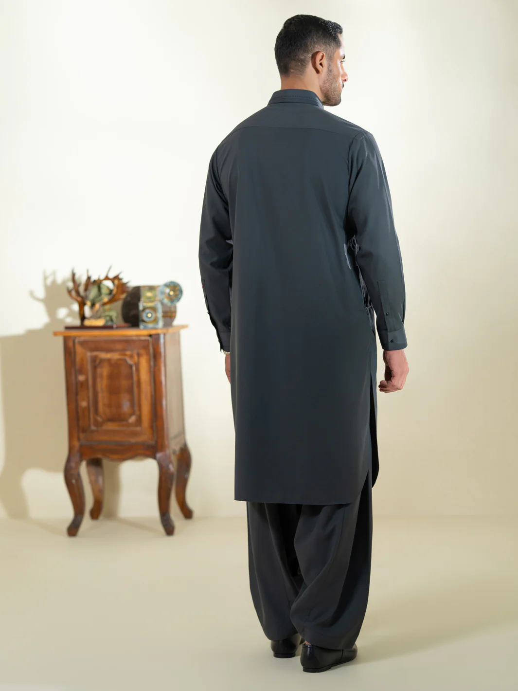 Grey Kameez Shalwar - ALWA-KS-604 - Image 3