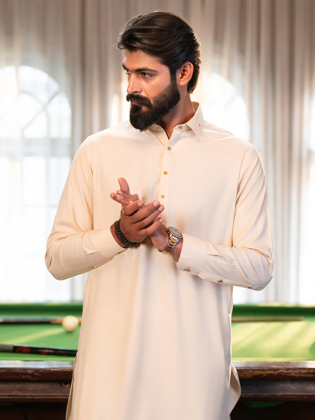 Cream Cut & Sew Kameez Shalwar - ALWA-KS-614 - Image 2