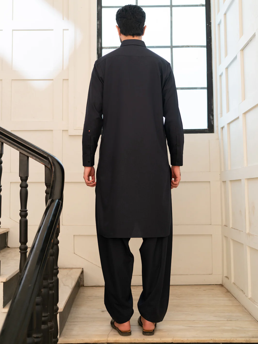 Midnight Blue Cut & Sew Kameez Shalwar - ALWA-KS-628 - Image 3