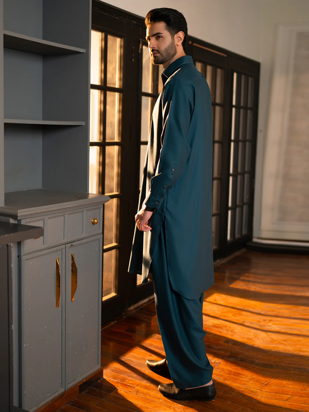 Teal Cut & Sew Kameez Shalwar - ALWA-KS-635A - Image 3