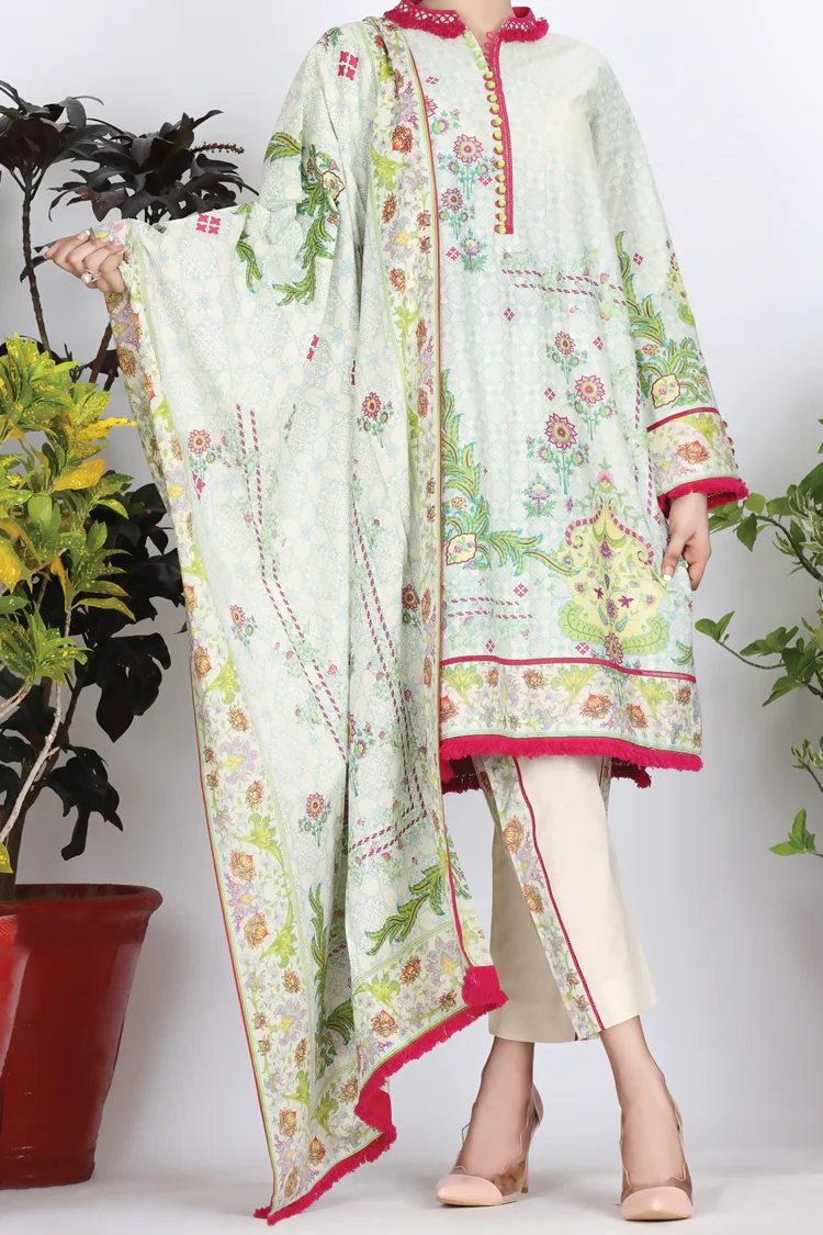 Aqua Cambric 3Pc Unstitched - ALP-759