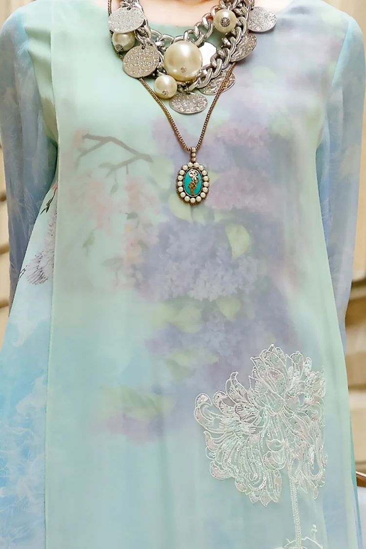 Aqua Chiffon 3Pc Stitched - ALP-685 - Image 2