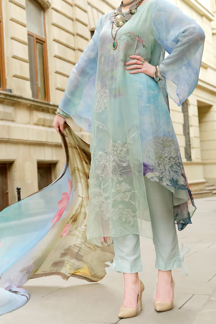 Aqua Chiffon 3Pc Stitched - ALP-685 - Image 3