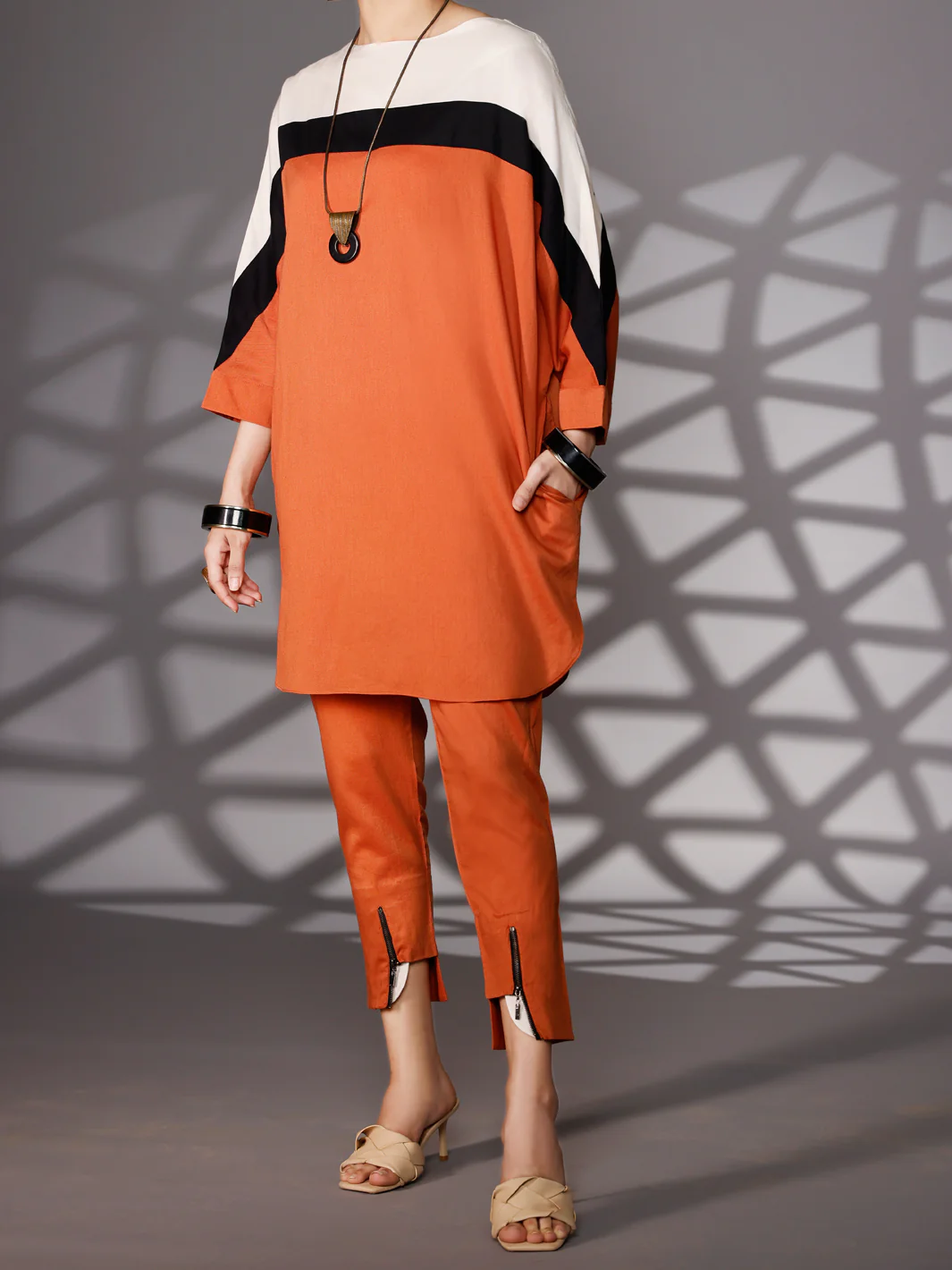 Rust Cotton Jacquard 2Pc Stitched - AWP-2PS-305 - Image 3