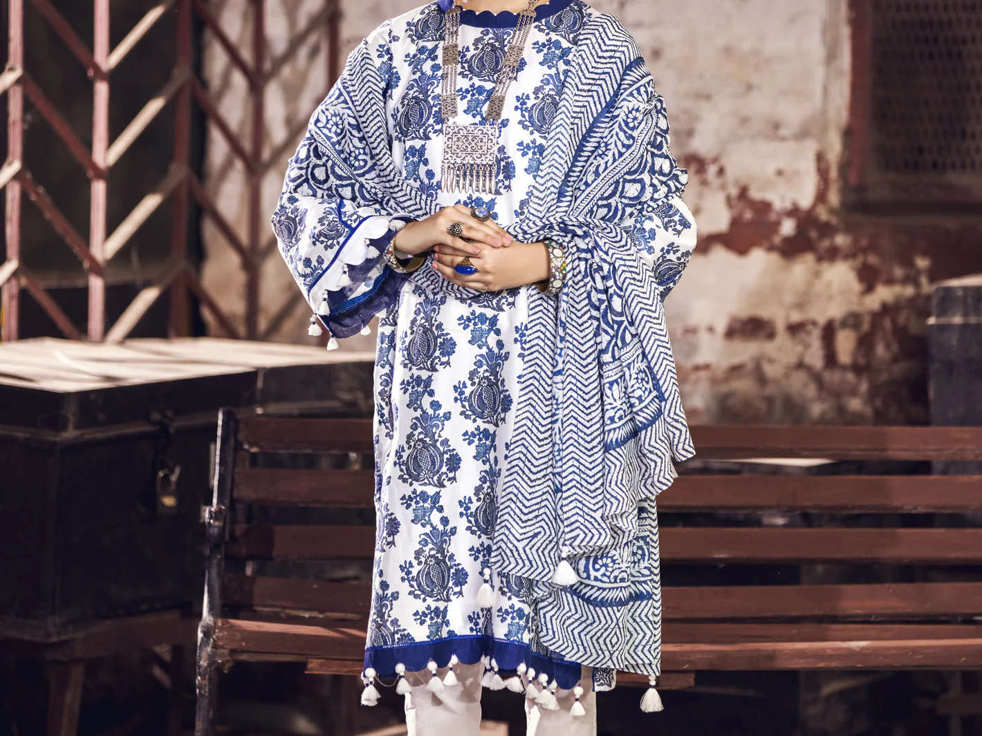 Navy Blue Cambric 2Pc Unstitched - AWP-2PS-366 - Image 3