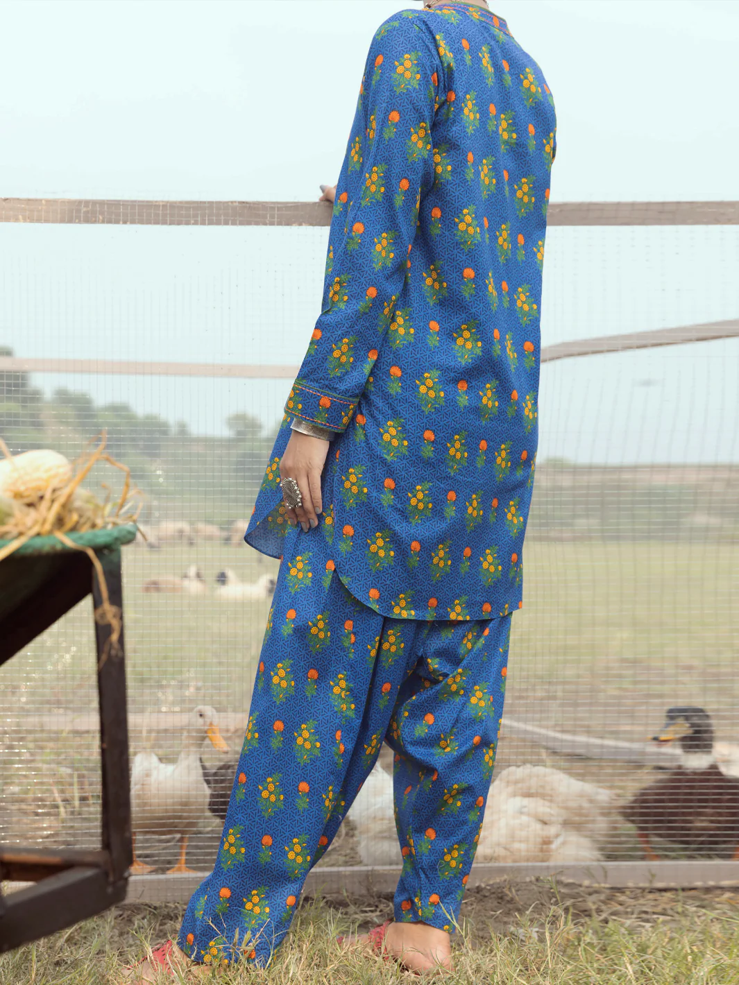 Navy Blue Cambric Unstitched 2Pc - AWP-2PS-526 - Image 2