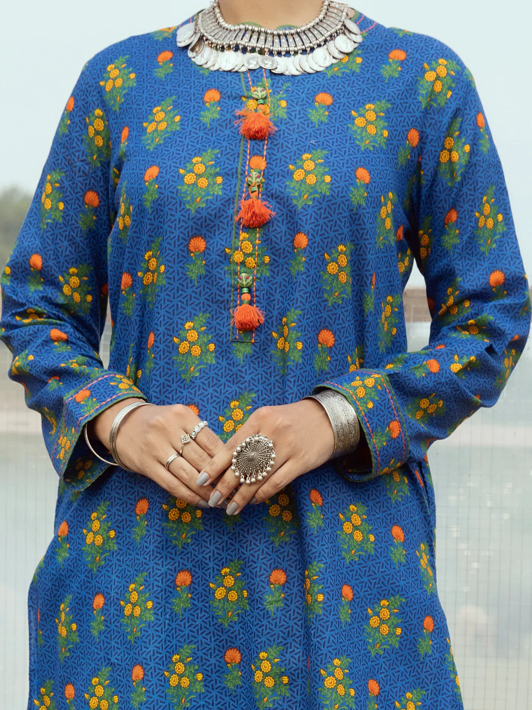 Navy Blue Cambric Unstitched 2Pc - AWP-2PS-526 - Image 3