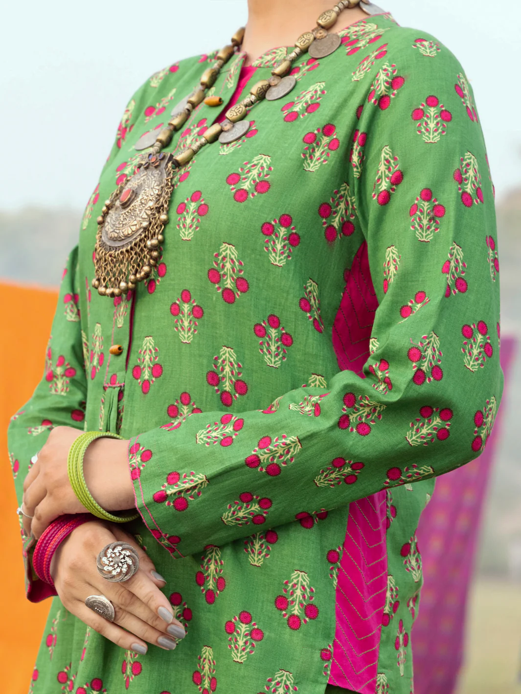Green Cambric Unstitched 2Pc - AWP-2PS-527 - Image 3