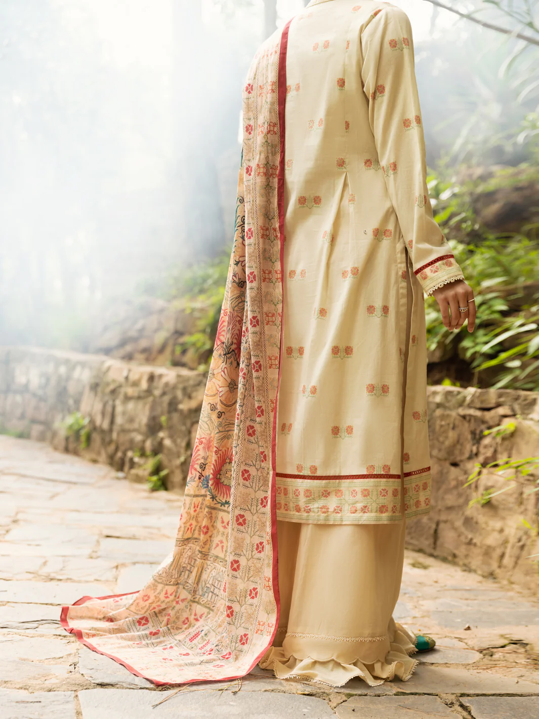 Cream 2Pc Unstitched - AWP-2PS-589 - Image 2