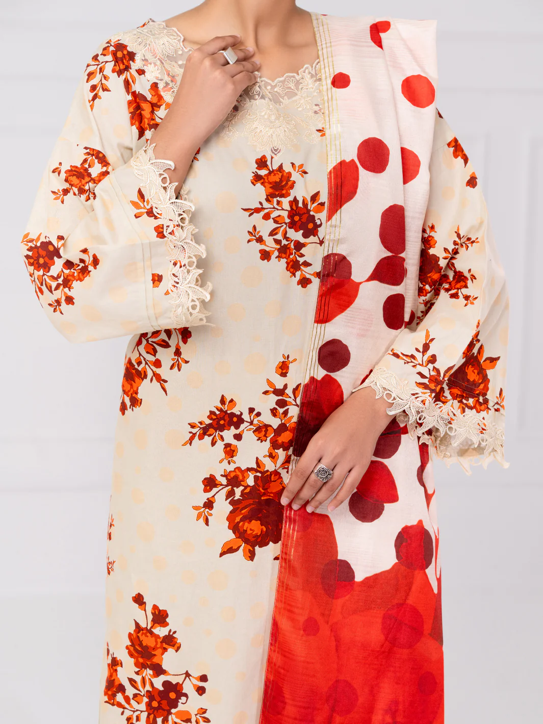 Cream Cambric 2Pc Unstitched - AWP-2PS-LKD-UN-903 - Image 3