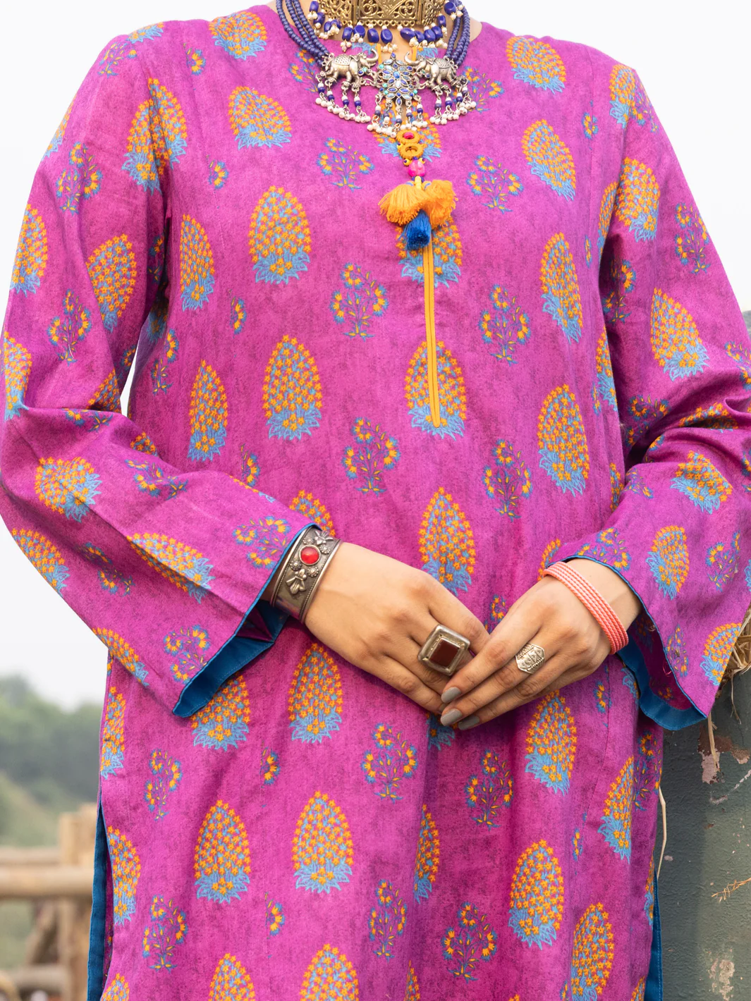 Aubergine Cambric 2Pc Stitched - AWP-2PS-LKS-523 - Image 4