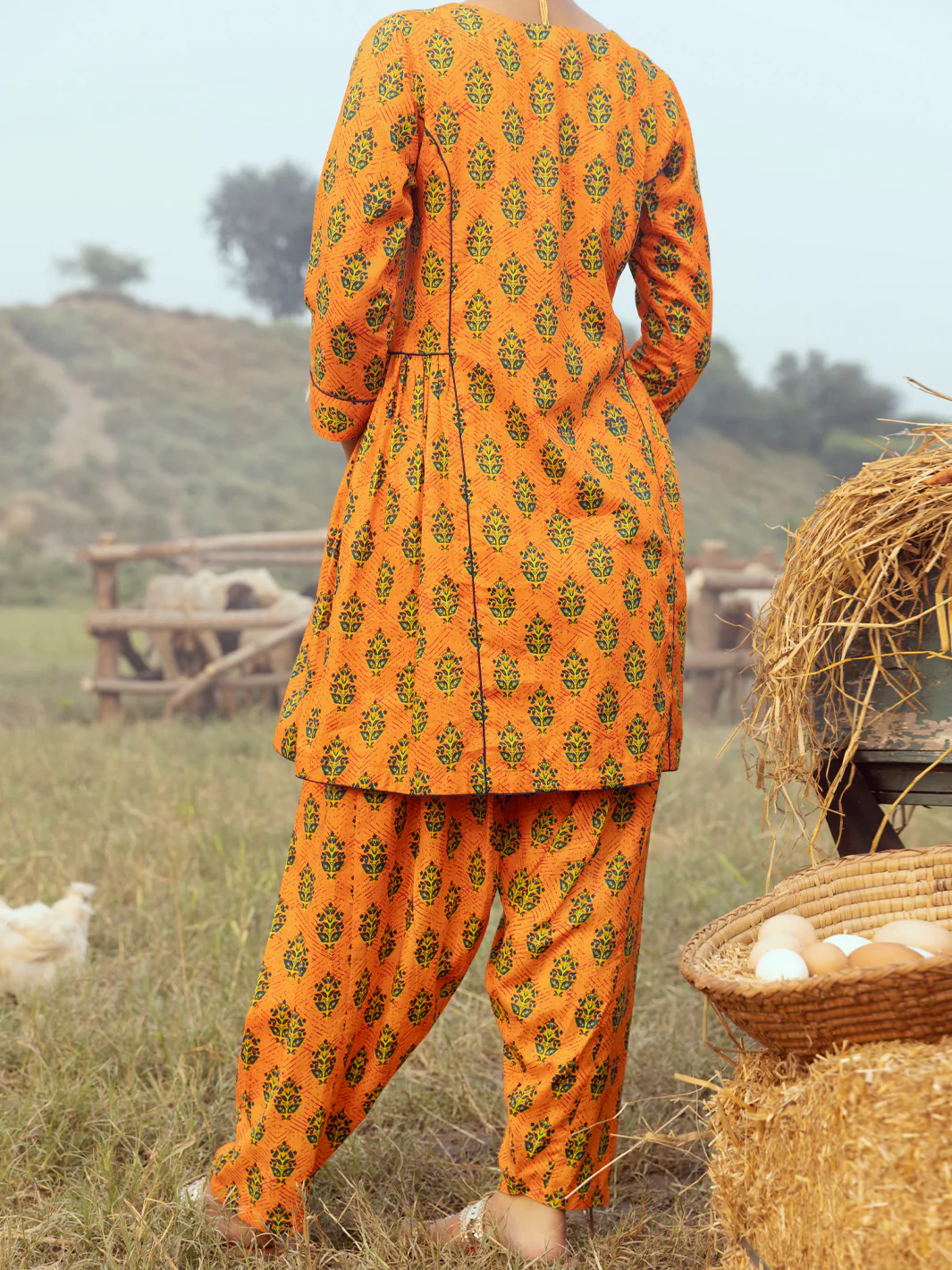 Orange Cambric 2Pc Stitched - AWP-2PS-LKS-528 - Image 3