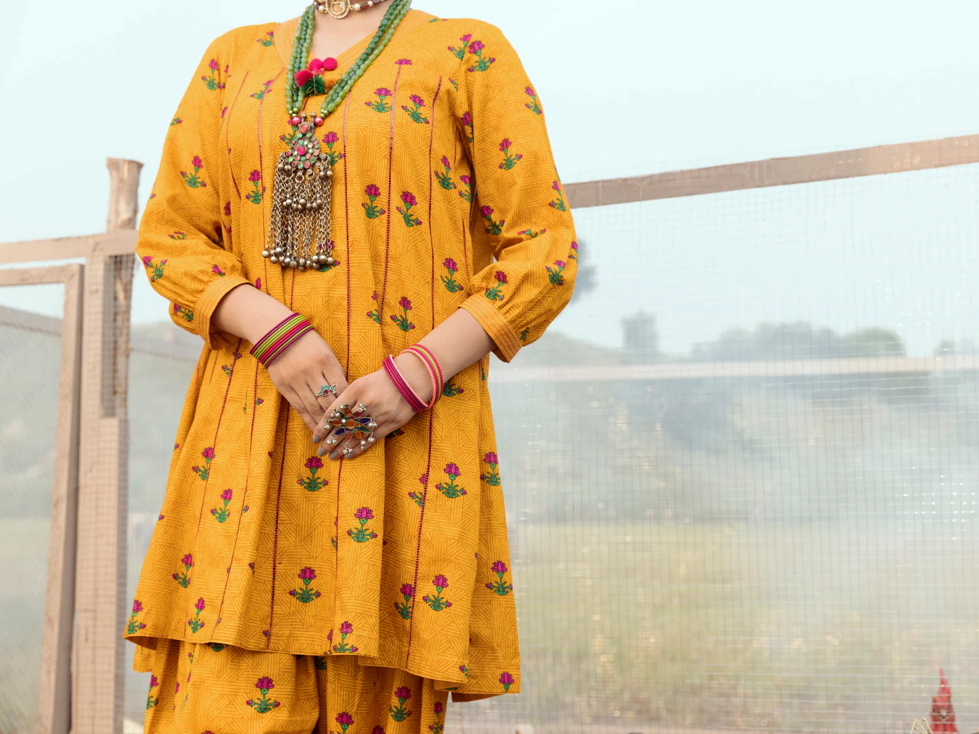Mustard Cambric 2Pc Stitched - AWP-2PS-LKS-529 - Image 4