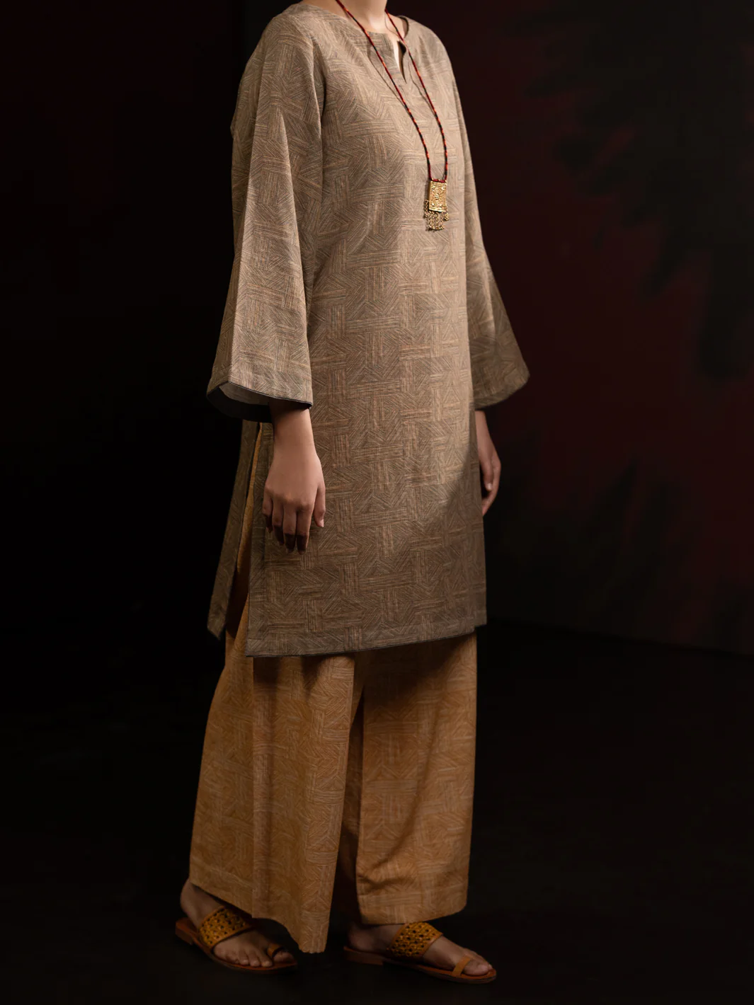 Beige Slub Khaddar 2Pc Stitched - AWP-2PS-LKS-813 - Image 5