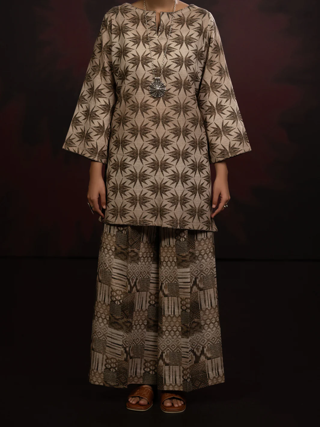 Beige Slub Khaddar 2Pc Stitched - AWP-2PS-LKS-815 - Image 4