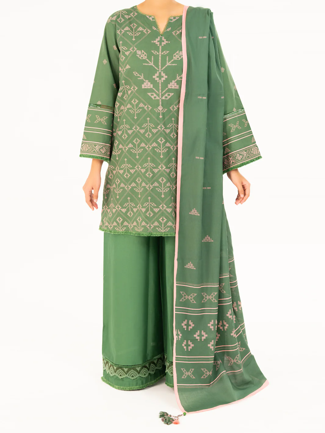 Green Cambric 2Pc Unstitched - AWP-2PS-SLKD-UN-835 - Image 5