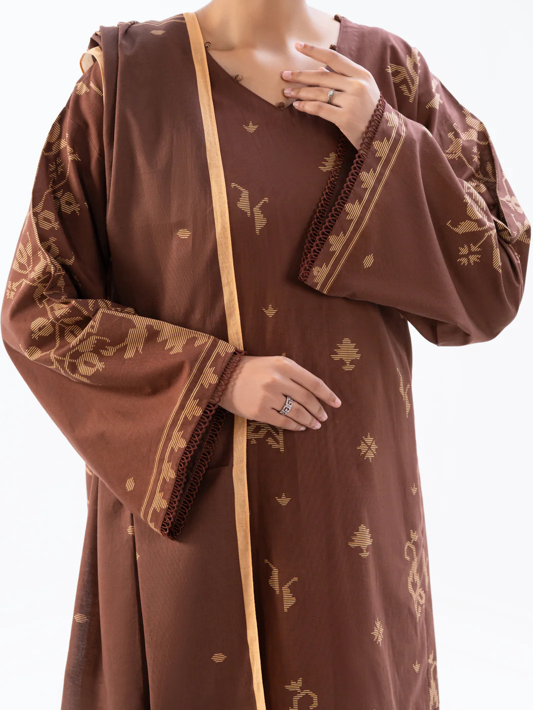 Brown Cambric 2Pc Unstitched - AWP-2PS-SLKD-UN-836 - Image 3