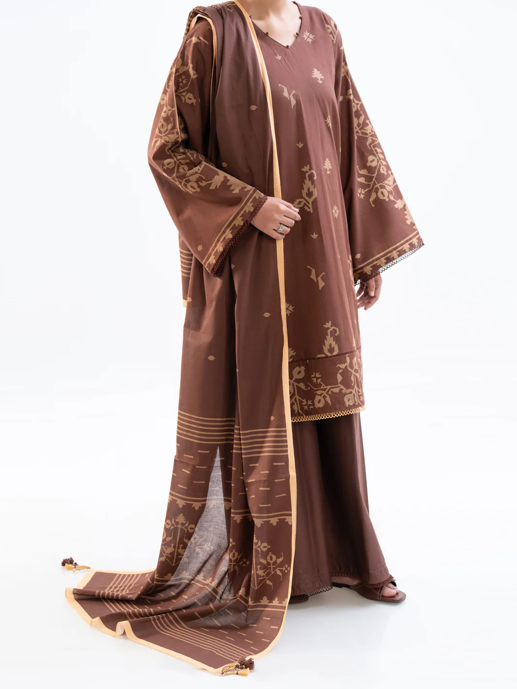 Brown Cambric 2Pc Unstitched - AWP-2PS-SLKD-UN-836 - Image 4