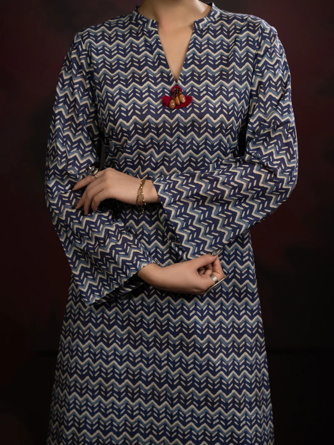 Blue Cambric Co-ord Set - AWP-2PS-SLKS-806 - Image 4