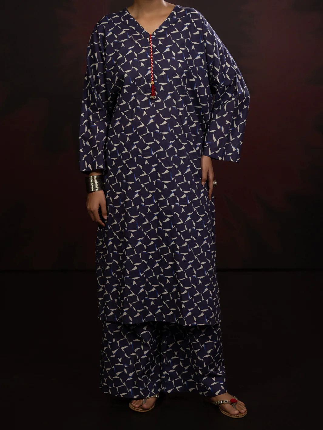 Blue Cambric Co-ord Set - AWP-2PS-SLKS-809 - Image 5