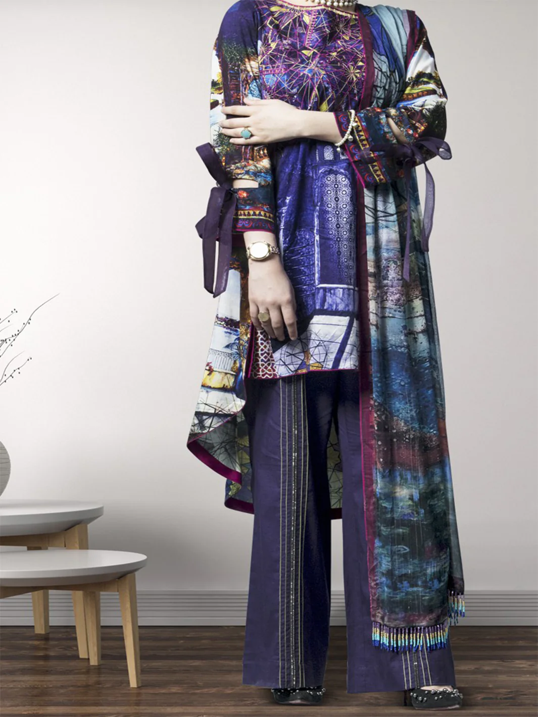 Purple 3Pc Unstitched - AWP-3PS-174